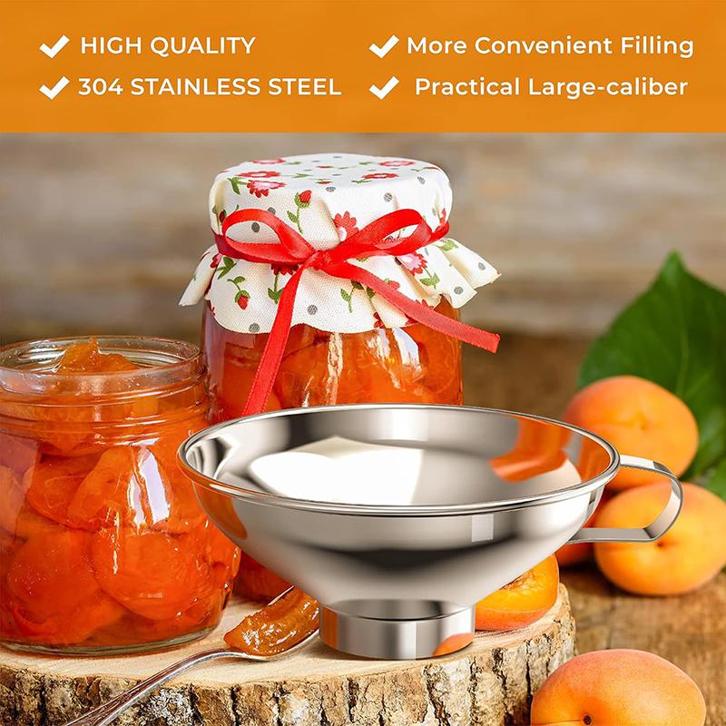 Multifunctional Wide Mouth Funnel Stainless Steel Jam Salad Dressing Liquid Funnel For Kitchen and Household Large Diameter Tool