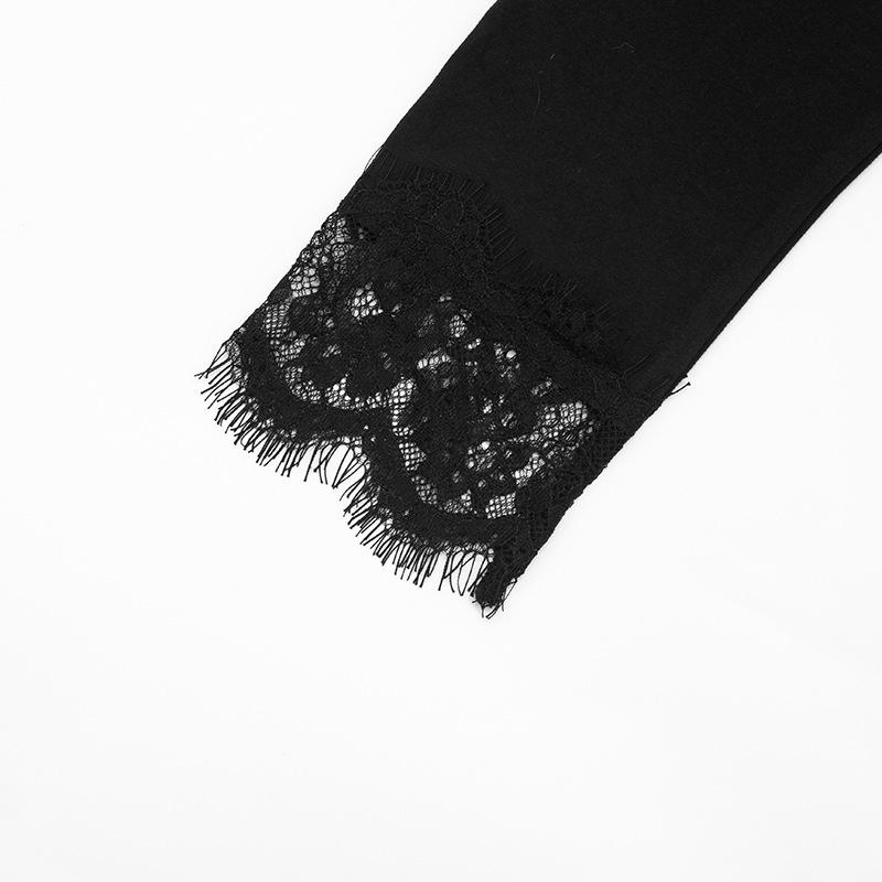 European Style One-Shoulder Lace Trim Slim Top - Autumn/Winter Women's Fashion