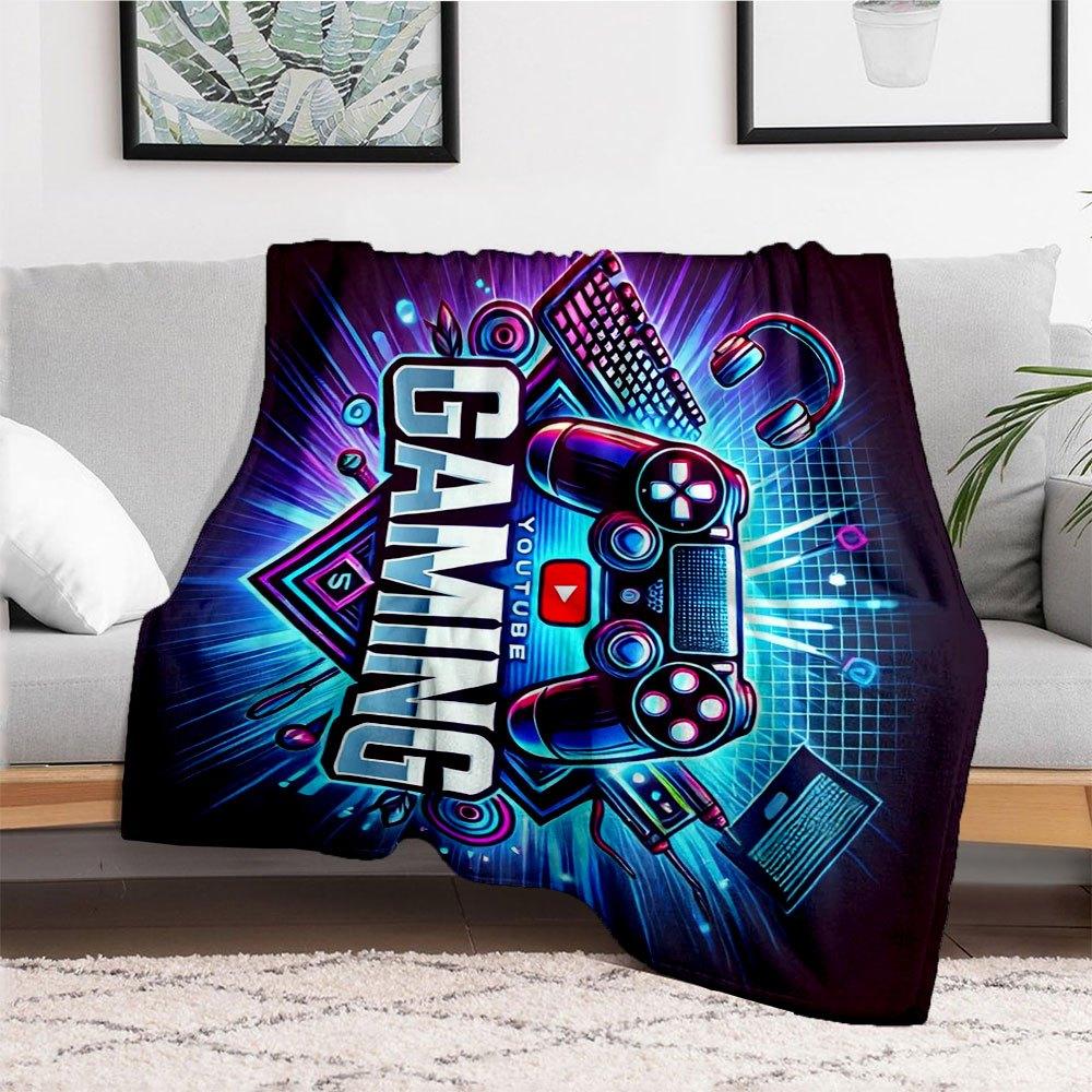 "Neon Gaming Controller Wall Art Decor"Blanket Flannel Throw Blanket for Sofa, Bed, Travel, Camping, Office, Couch, Chair, And Bed Gift for