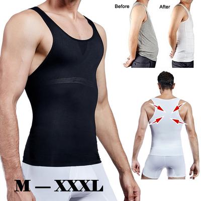Men Chest Compression Shirt Body Shaper Slimming Vest Waist Trainer Tank Tops Weight Loss Undershirt