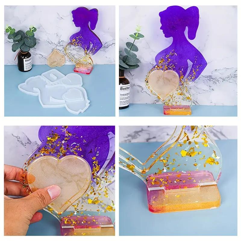 1Pcs Mom Resin Mold Silicone, DlY Pregnant Photo Display Stand Epoxy Molds, Mother's Day Birthday Anniversaries Gift