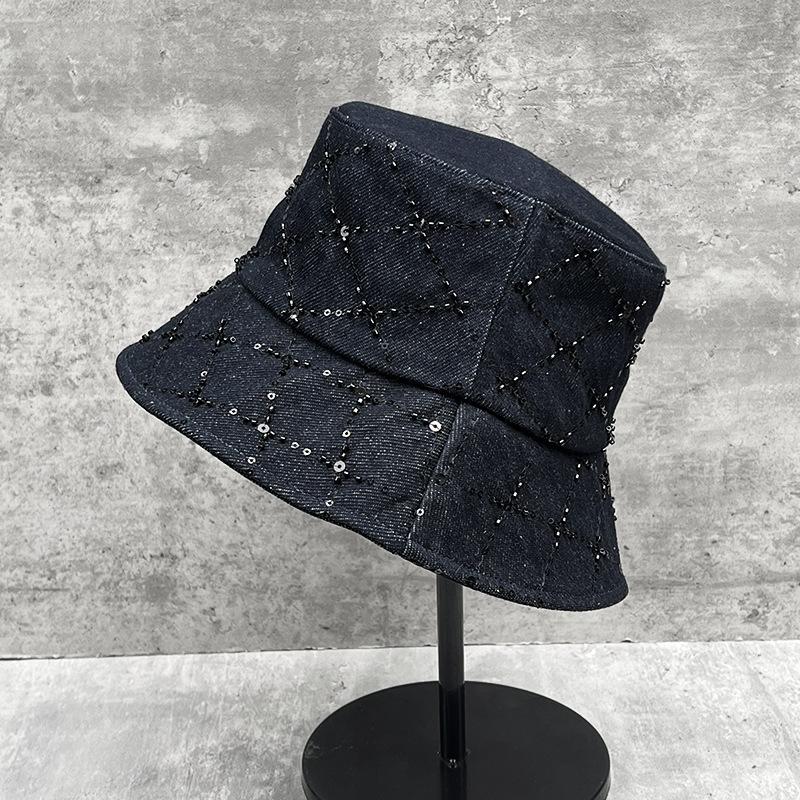 25 High Quality Heavy Industry Bright Diamond Bucket Hat Women Spring And Summer Internet Celebrity Niche Personality Temperament Sunshade Basin Hat