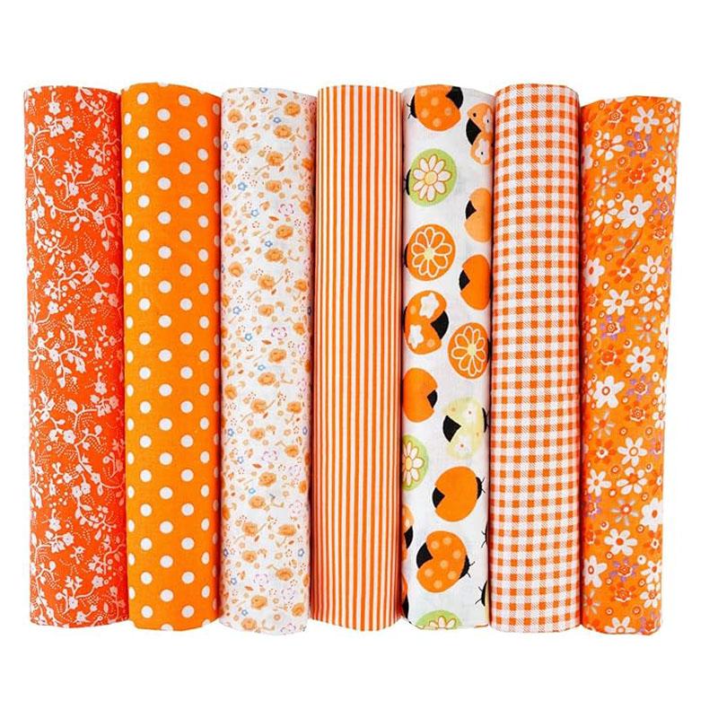 

7x кусков хлопчатобумажной ткани квадраты пэчворк квилтинг DIY ремесленные материалы обрезки 50 x 50cm оранжевый