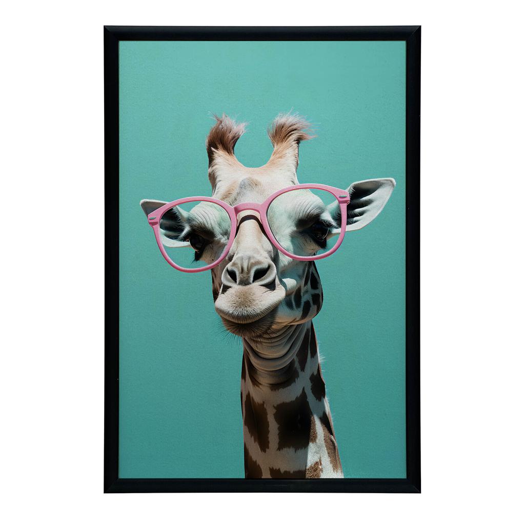 Giraffe mit rosa Brille Giraffe mit rosa Brille, 30x40 cm, ohne Rahmen, Premium-Leinwand auf Keilrahmen
