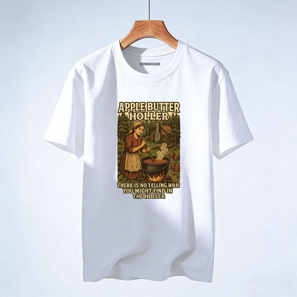 Apple Butter Holler There Is No I Elling What You Might Find in The Holler Graphic T Shirts Women Unisex Casual Tshirt Streetwear S