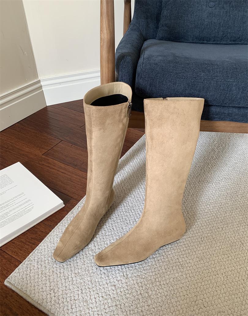 

2025 autumn and winter new inner heightening tube pants tube boots flat-bottomed high boots knight boots long boots women s boots 39 хаки