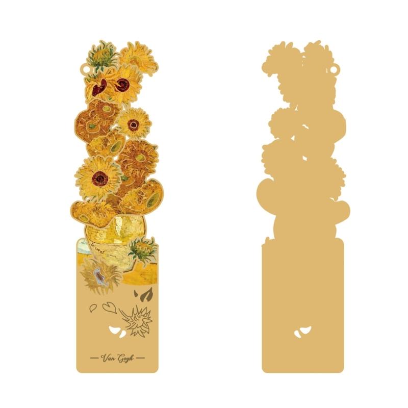 Oil Painting Metal Bookmarks with Tassels Book Page Marker Hollowed Flower Engraved Bookmarks Gifting for Book Lover