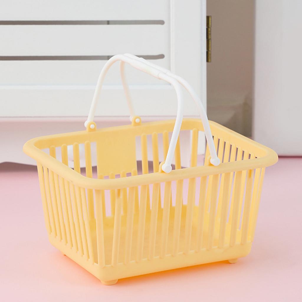 Storage Basket Multifunctional Compact Plastic   Basket with Handle for Desk