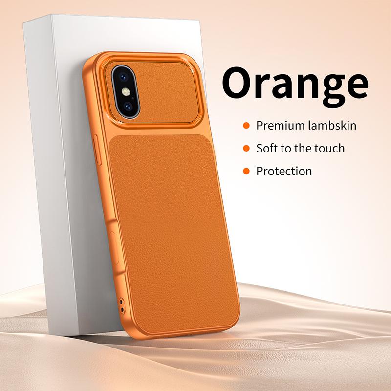 Чехол Lychee Grain для Apple iPhone XS Max X XR Простой Роскошный Покрытие Искусственная Овчина Мягкий Силикон Оригинальная Задняя Крышка iPhone X оранжевый