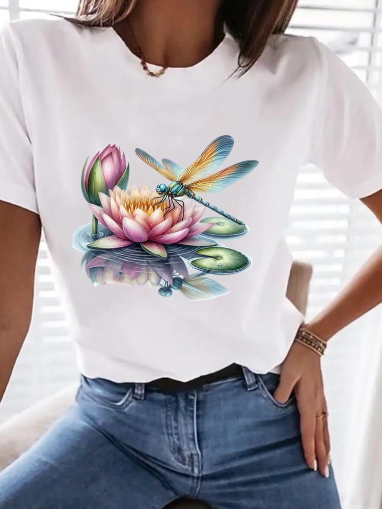 (Asian Size) Tee Top love heart trend 90s Women Clothing T Shirt Woman Print Fashion Female Short Sleeve Graphic T-shirts