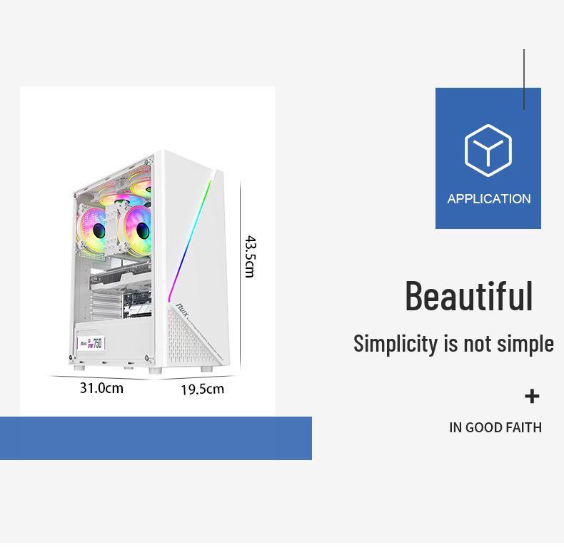 RGB Gaming Desktop Case with Side Window and Colorful Light Strip