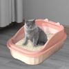 Cat Litter Box Open Top Pet Litter Tray High Sided Litter Pan Splashproof Cat Sand Box Bedpan Potty Toilet for Kitten Small Animals Hamsters, Pink L