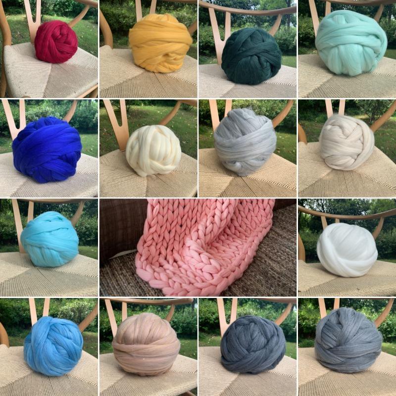 1KG Ball Soft Merino Wool Yarn DIY Arm Roving Knitting Blanket Thick Chunky Yarns Hand Knit Spinning Crocheting Yarn