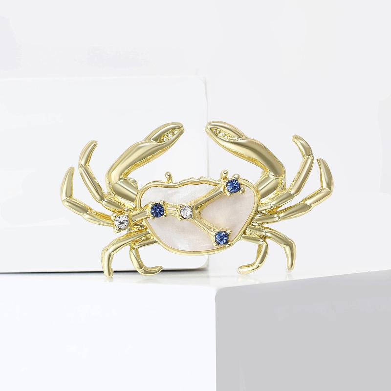 1 Piece Elegant Zodiac Jewelry Accessory Creative Animal Cancer  Star Crab Brooch Pins For Men And Women Gift
