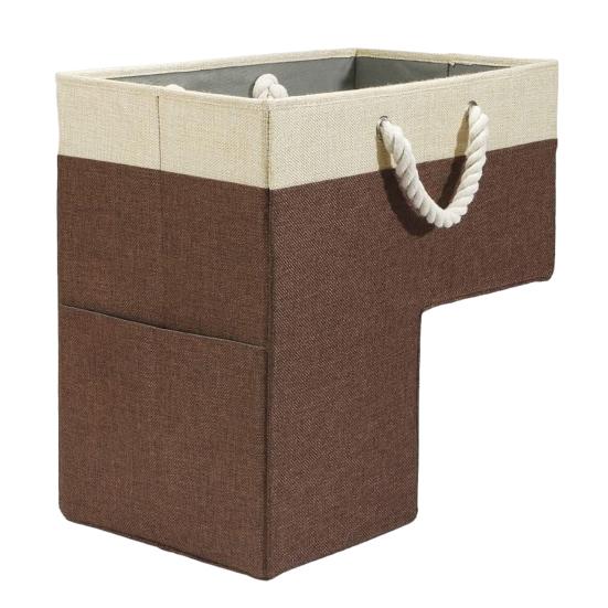 Лестничная корзина с ручками для книг, сумка для хранения одежды, игрушки, складная большая вместительная детская сумка для хранения мелочей, хранение на ступеньках коричневый