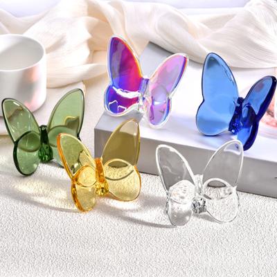 Faux Crystal Butterfly Figurine Mini Flying Butterfly Statue Glass Butterfly Animal Collectible for Home Bedroom Office Desk Decor