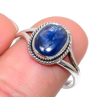 Natural Kyanite Gemstone Handmade 925 Solid Sterling Silver Gift Ring S.9 E6r22