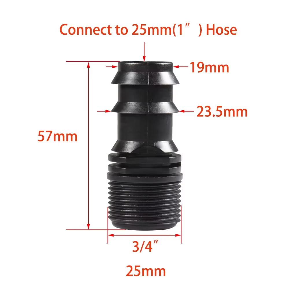 Plastic Garden Hose Connector 1/2 3/4 Female to Male Thread 1/2 3/4 1 Inch Barb Fitting Irrigation Pipe Connector 16mm 20mm 25mm