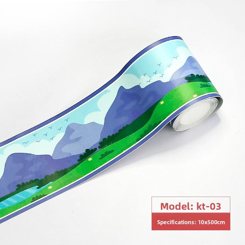 Bathroom Waist Line Sticker Self-adhesive Waterproof Living Room Bedroom Kitchen Skirting Line Tile Sticker Pvc Wallpaper Decorative Wall Sticker