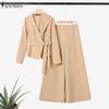 ZANZEA Women Long Sleeve Blouse and Wide Leg Pants Casual Two Piece Suit Sets