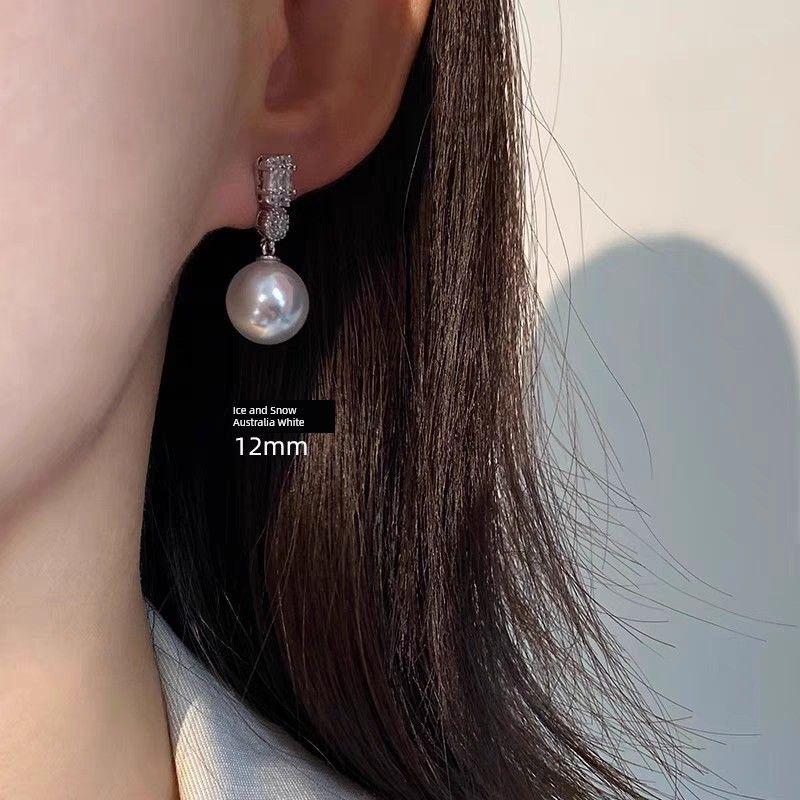 

Серьги-пусеты из стерлингового серебра 925 пробы в стиле Дианы с жемчугом для женщин, изысканная доступная роскошь, дизайн для особых случаев, элегантные серьги высокого класса Pair of pearl earrings (12mm)