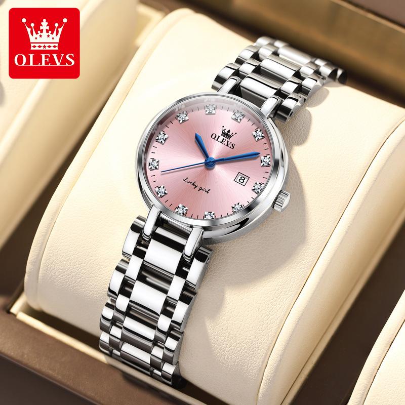 OLEVS Damenuhren Mode Leichter Luxus Original Armbanduhr Wasserdicht Leuchtend Quarz Damen Chronograph Datumsuhren