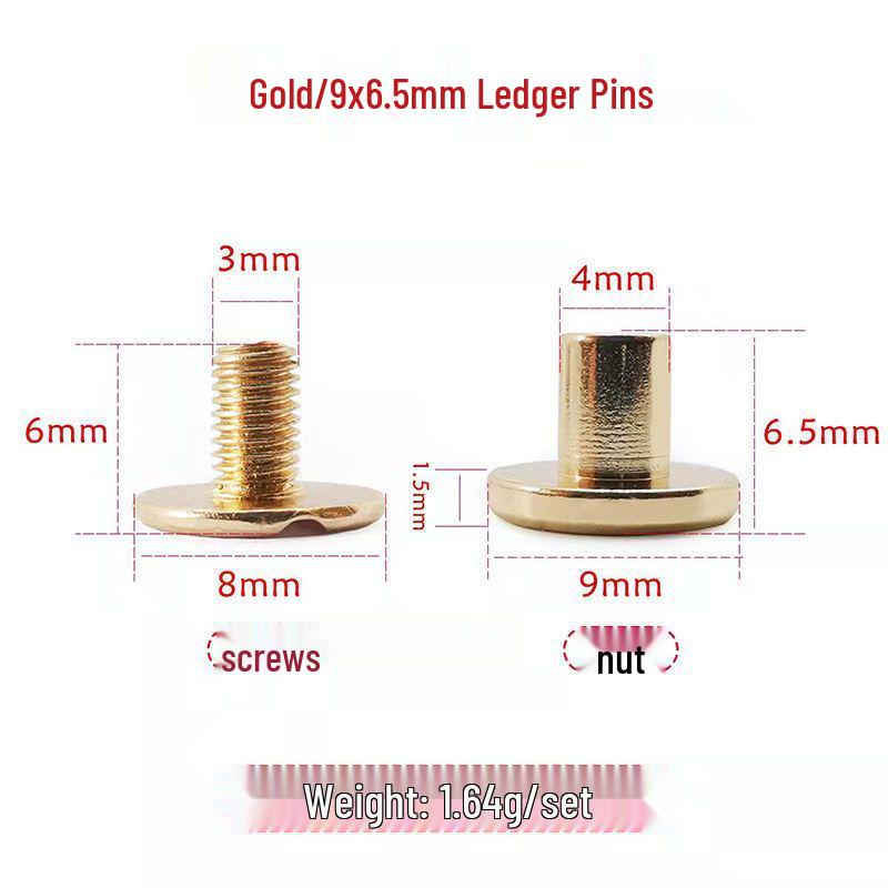 Stainless Steel Male-Female Bag Screw with Pure Copper Buckle and Flat Head Rivet Lock Accessories