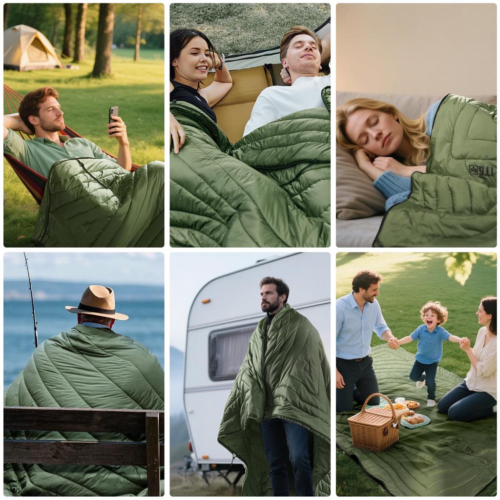 1TG Tactical Weighted Blanket for 3M Thinsulate 380T Nylon Perfect for Outdoor Sleeping Shoulder and Knee Car Home and Emergency Large Green Summer,
