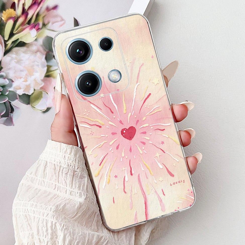 Clear For Redmi Note 14S 4G Case Cover Luxury Butterfly Love Fashion Flowers Cool Lion Cute Painted Soft Casing
