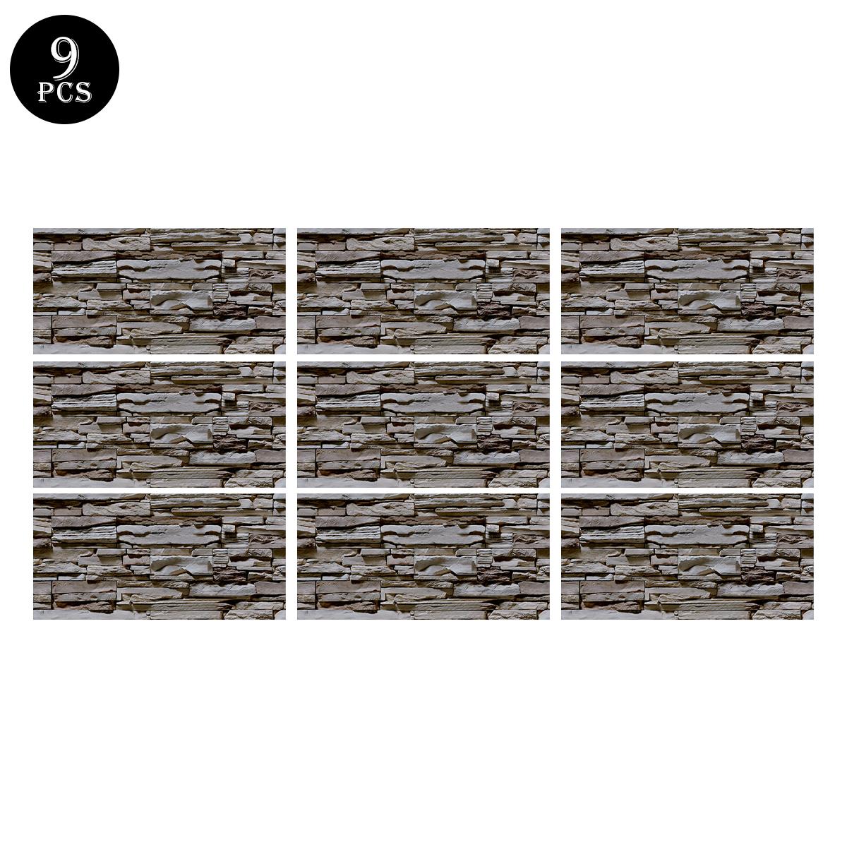 

9PCS 3D Pattern Flat Brick Wall Stickers Retro Self Adhesive Waterproof Stickers for Home Room Decor Living Room Decoration
