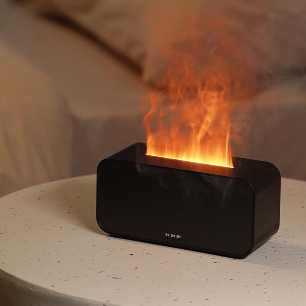 Simulation Flame Humidifier USB Night Light Aromatherapy Machine LED Atmosphere Light Can Timing for Dormitory Room Office Car