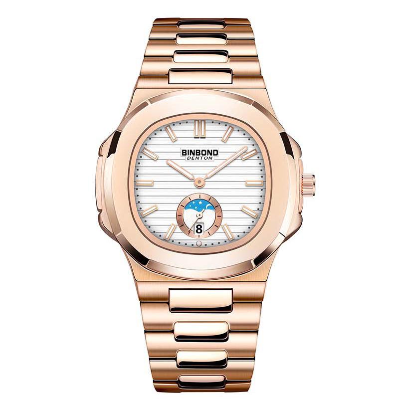 Men's Classic Chinese Style Retro Quartz Watch with Waterproof Steel Band - Versatile Casual Square Design