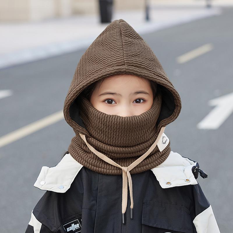 Children's Hats, Masks, Scarves, Integrated Hats, Winter Boys and Girls Fleece Ear Protectors, Pullover Hats, Cold Protection and Warmth