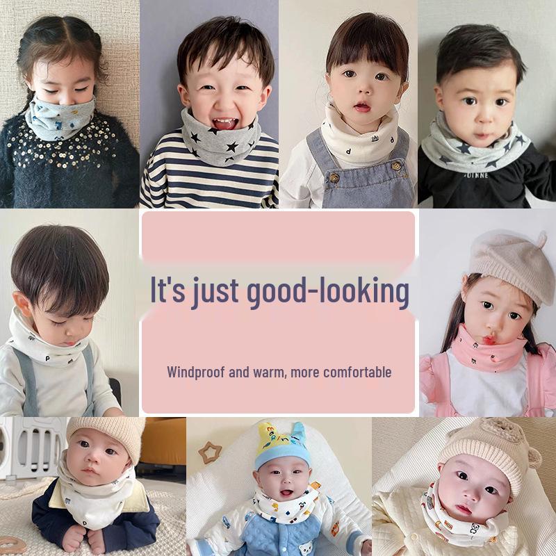 Class A Pure Cotton Baby Snood: Kids' Autumn/Winter Neck Warmer, Windproof Pullover Scarf for Boys & Girls.