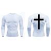Cross Back Print Compression Shirts for Men Quick Dry Tees Tshirts Tops Gym Workout Running Undershirts Baselayers Rash Guard
