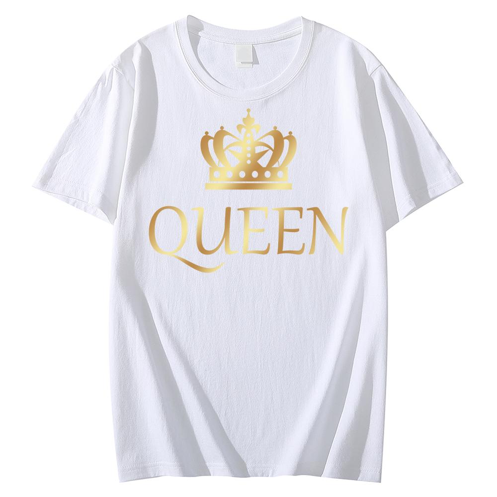 2026 Couple T-shirt Summer King Queen Letter Printed Tshirt Valentine's Day Short Sleeve Tees Luxury Brand Free Shipping Tops