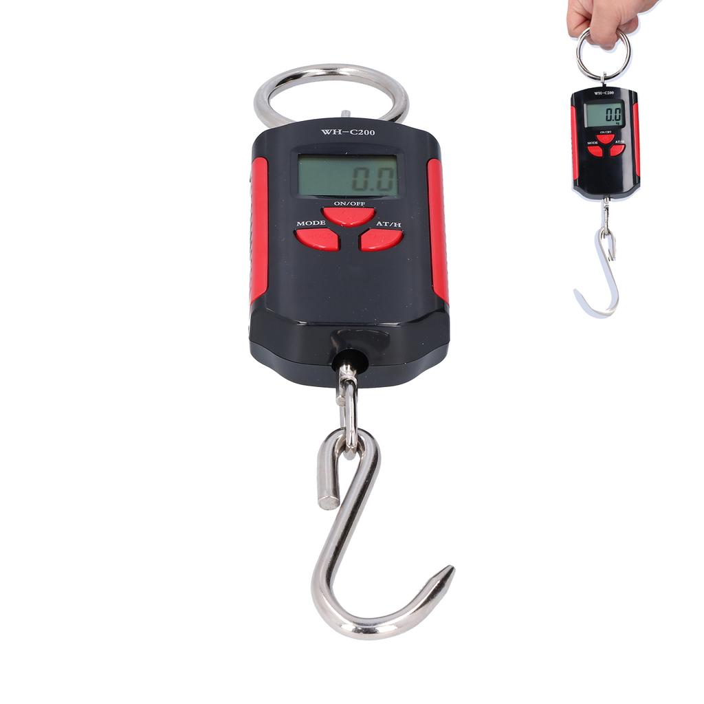 Kranwaage 200KG Schwerlast Hängende Wägehaken Laufwaage Tragbar Elektronisch HD Hintergrundbeleuchtung(Silber schwarz )