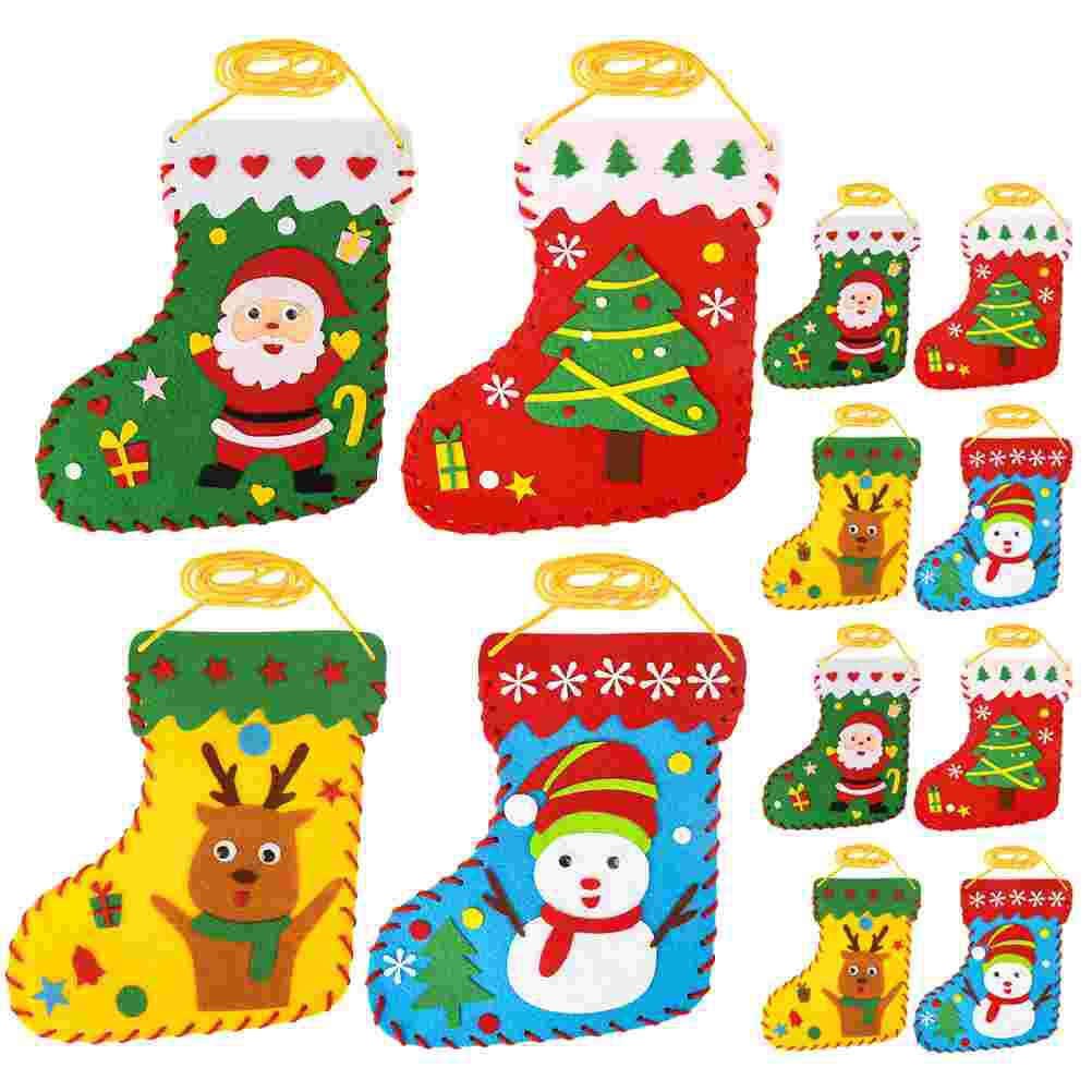 20 PCS Christmas Socks DIY Children s Handmade Non-woven Educational Toys Felt Sewing Kits Kids