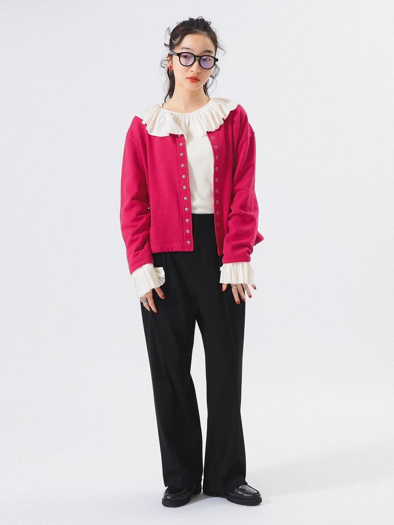 Beams Boy Women's Ring Dot Sweat Cardigan, Pink 1