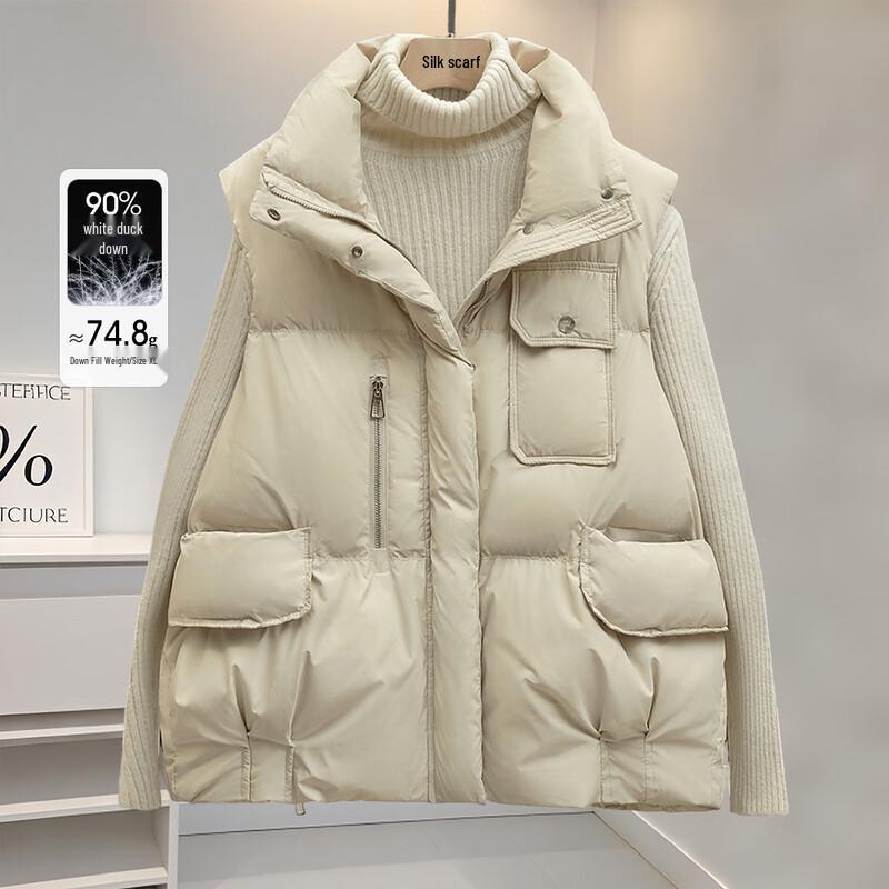 

Women s Loose Fit 90% Down Stand Collar Vest S