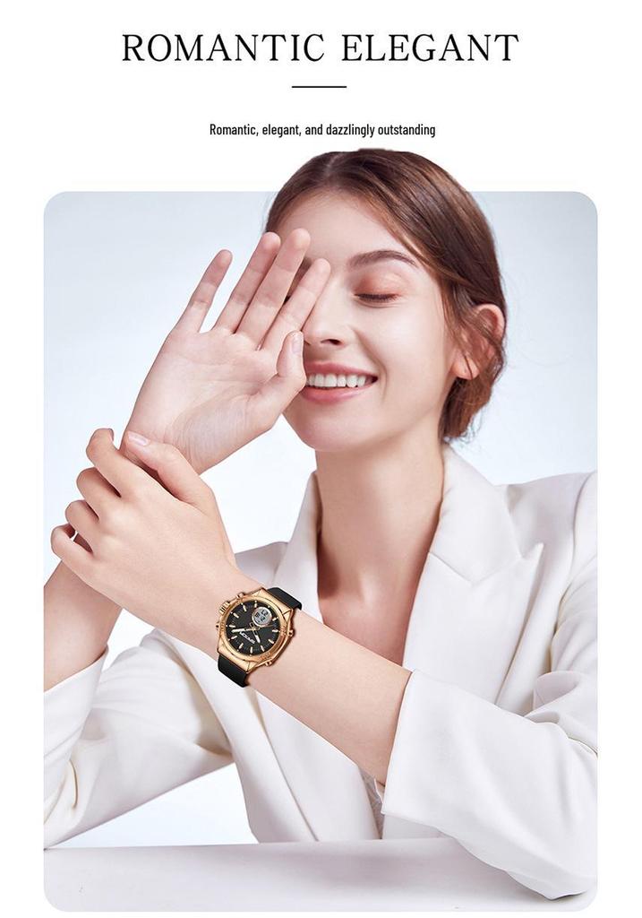 Orologio da donna Sanda Doppio Display: Multifunzionale, Luminoso, Impermeabile, alla Moda, Nuovo Modello con Sveglia e Timer per Studenti.