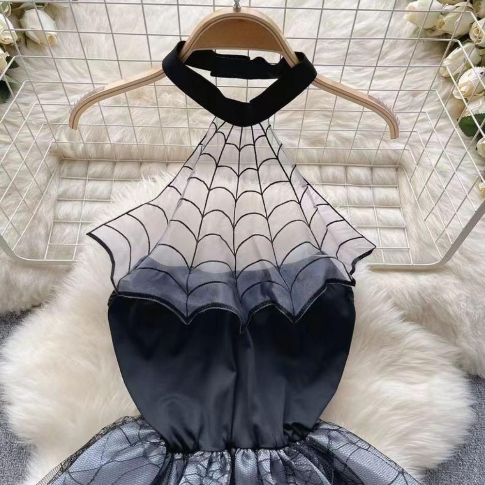 Hot Girl Spider Web Backless Slim Waist Ultra Short Skirt New Sexy Backless Four Seasons Dress Trendy Women's Skirt