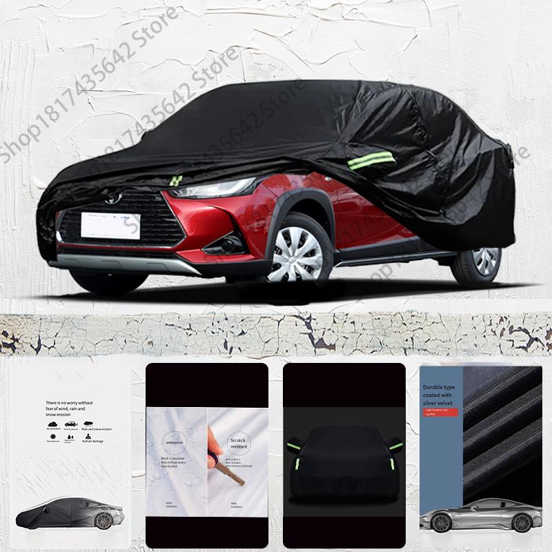 Dla Toyota YARiS L Osłona przeciwsłoneczna Anti-UV Odporna na deszcz i śnieg Czarna osłona Pyłoszczelna Parasol samochodowy Pokrowiec na cały samochód Ochrona zewnętrzna