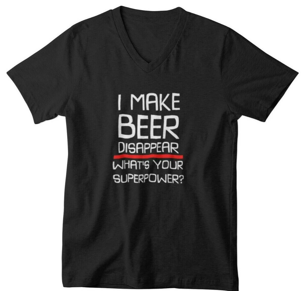 Mens V-neck I Make Beer Disappear Shirt – Funny Drinking T-Shirt, Beer Lover s S