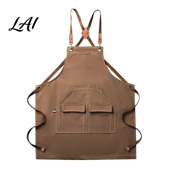 Cross Back Work Apron Waterproof Kitchen with Pockets Chef Cooking for Men Women Floral Arrangement Barista Gardening Painting Craft