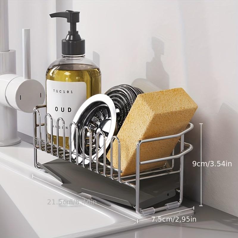 Stainless Steel Sponge and Scrub Holder - Kitchen Sink Organizer,Non-Food Contact Countertop Caddy for Dishwashing Accessories