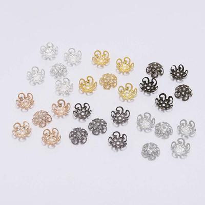 100 Stück 8 10 mm Metall Hohle Blume Spacer Perlen Endkappen Anhänger DIY Charms Verbinder für die Schmuckherstellung