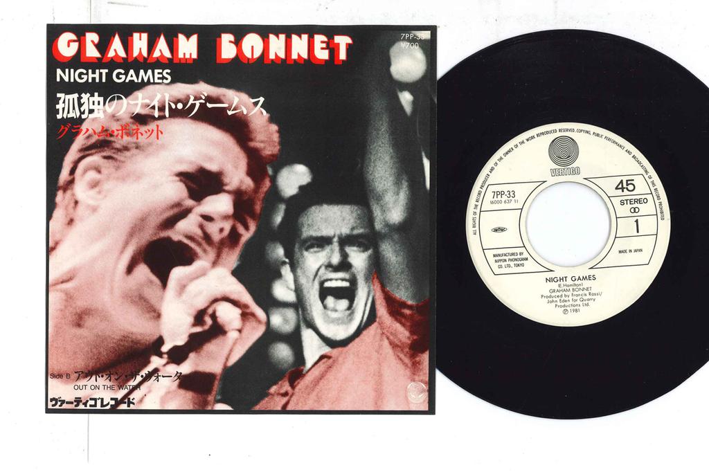 7inch Record GRAHAM BONNET - Night Games / Out On The Water 7PP33 Vertigo 1981 Japan Rock Used