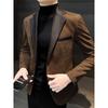 Skórzany 2025 Męski Khaki Szyty Blazer - Styl Hongkoński Jesień/Zima