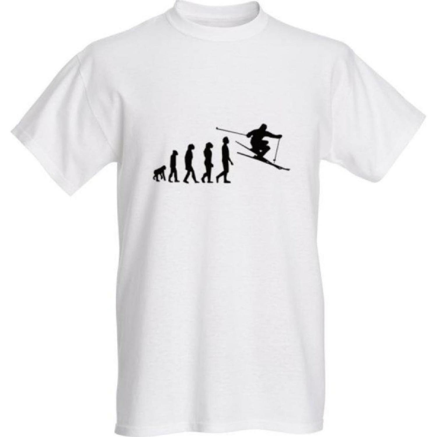 Classy Canuck Evolution of Skiing T-Shirt - Ski - Funny Sports Tee S
